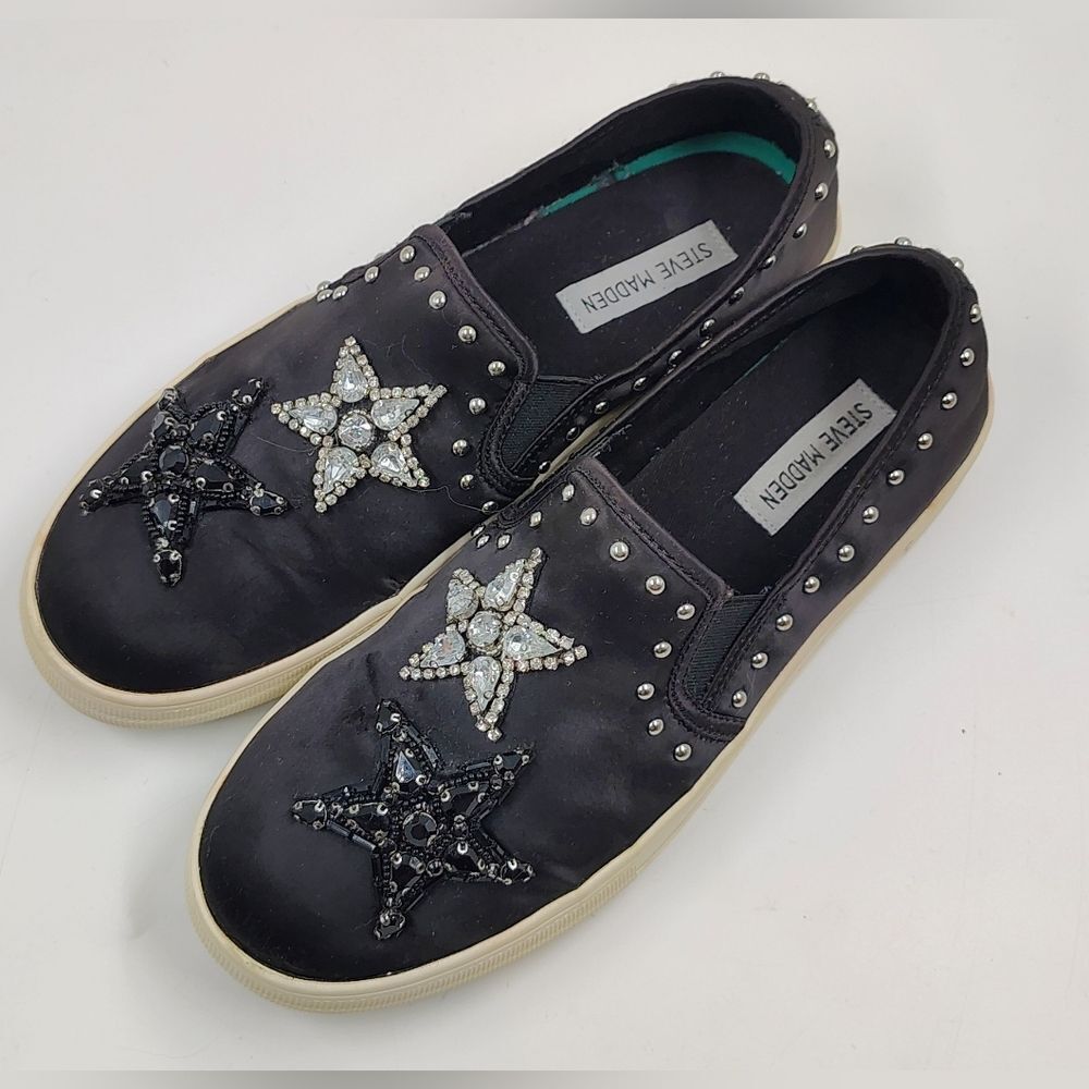 Steve Madden Rhinestone Bead Star Embellished Slip-On Sneakers Sz 9 - Picture 14 of 16